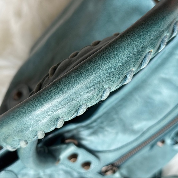 BALENCIAGA CITY BAG MOTORCYCLE BAG SUPER RARE F/W 2006 CHÈVRE LEATHER TURQUOISE - Picture 2 of 14